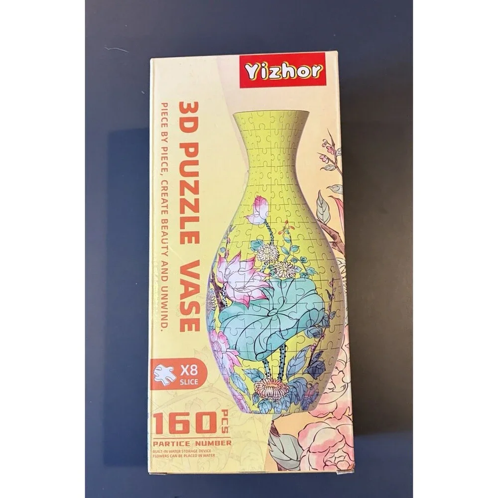 Yizhor 3D Puzzle Vase Lotus Flowers Floral Design 160 Pieces 8-Slice